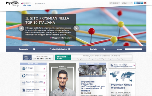 Prysmian website enters Italian Top 10